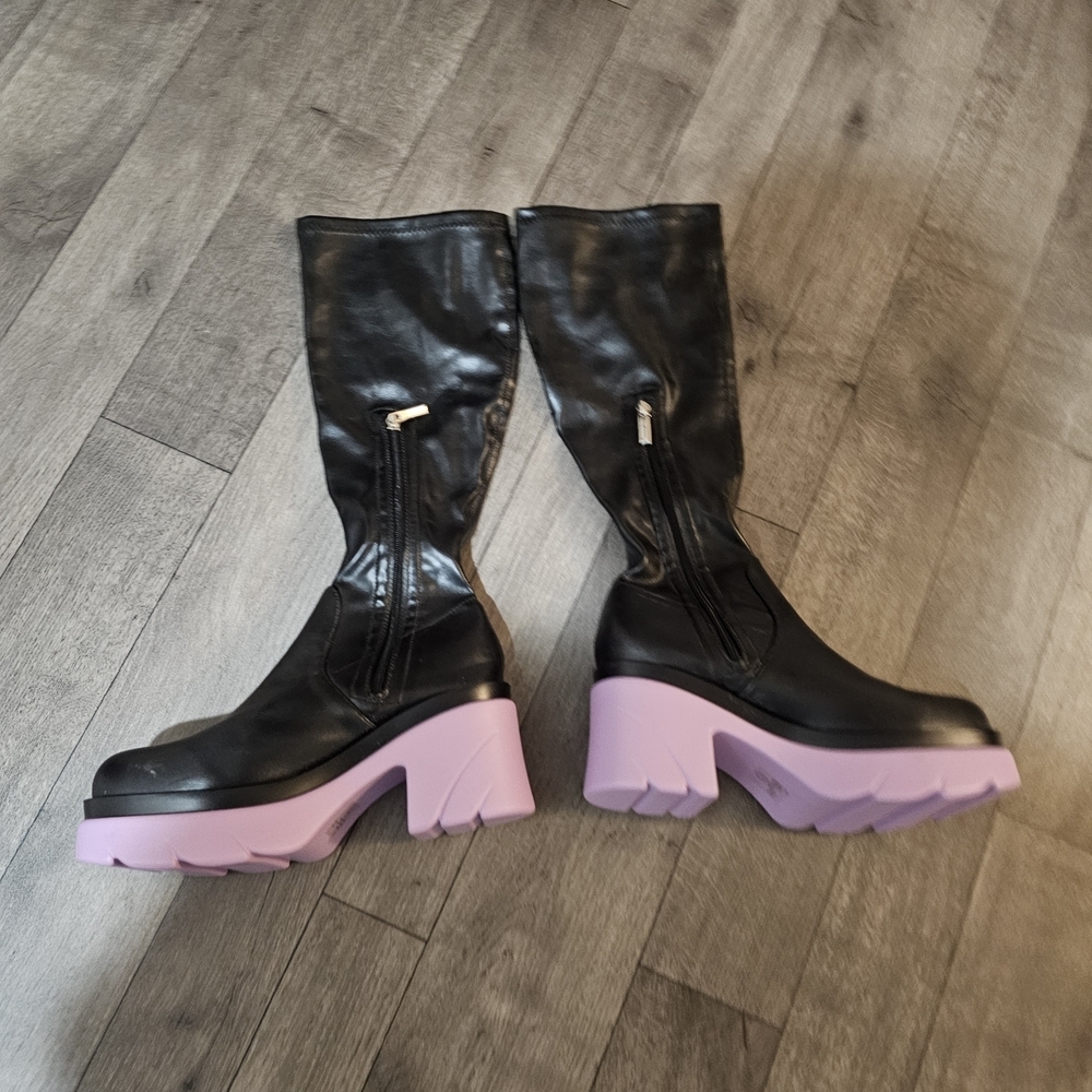 Cape Robbin Black Knee Boots Pipeline Purple Size 11